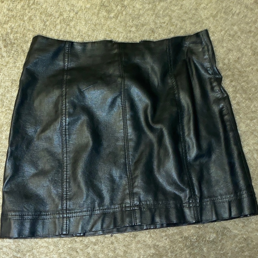 Faux leather black mini skirt